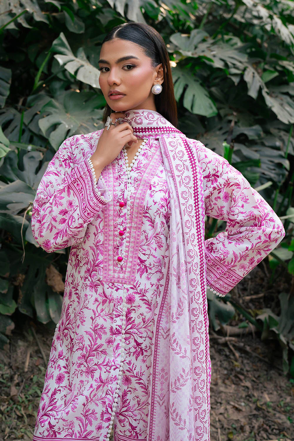 3 Piece Printed Lawn Suit with Embroidered Neckline - Image 6