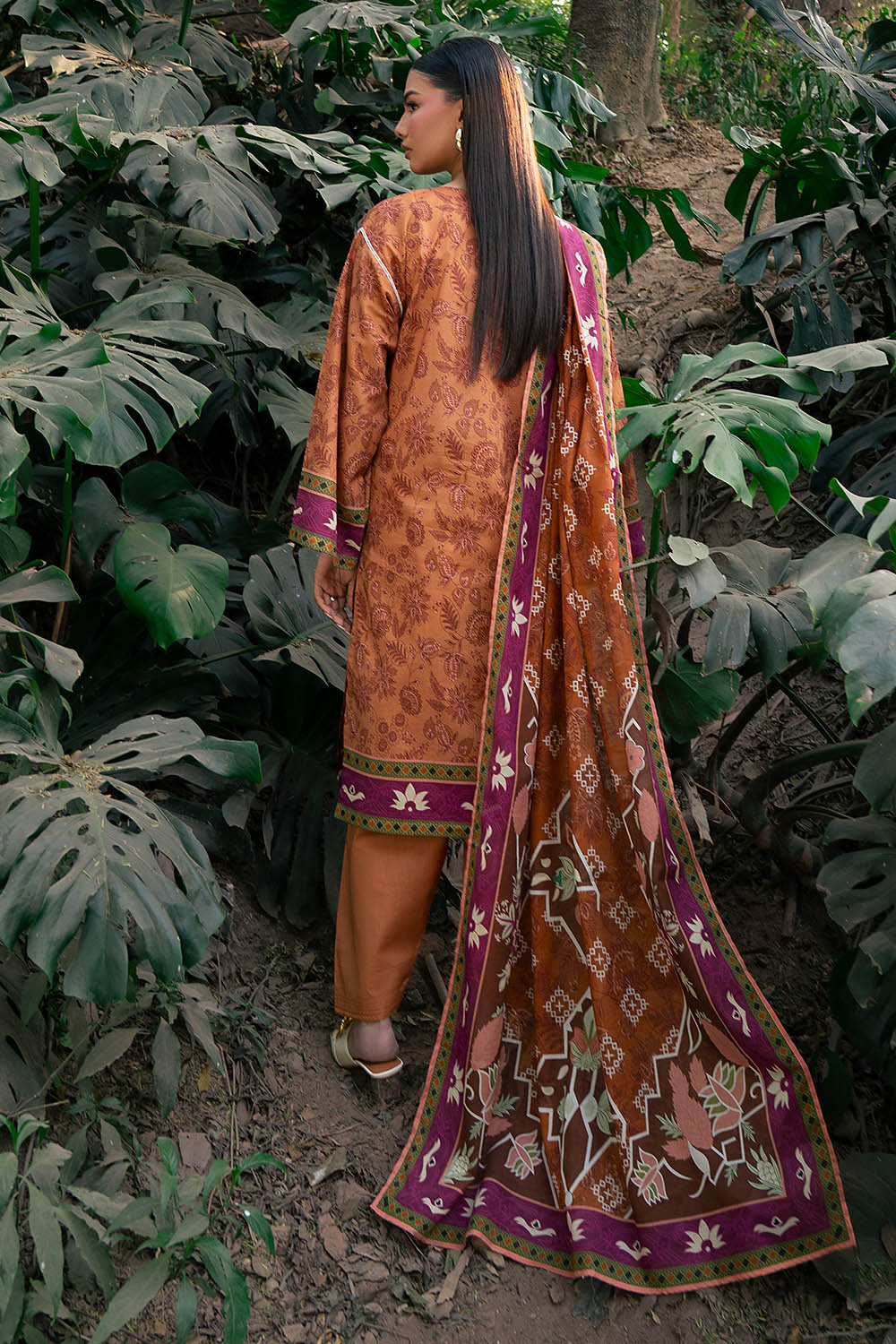 3 Piece Printed Lawn Suit with Embroidered Neckline - Image 4