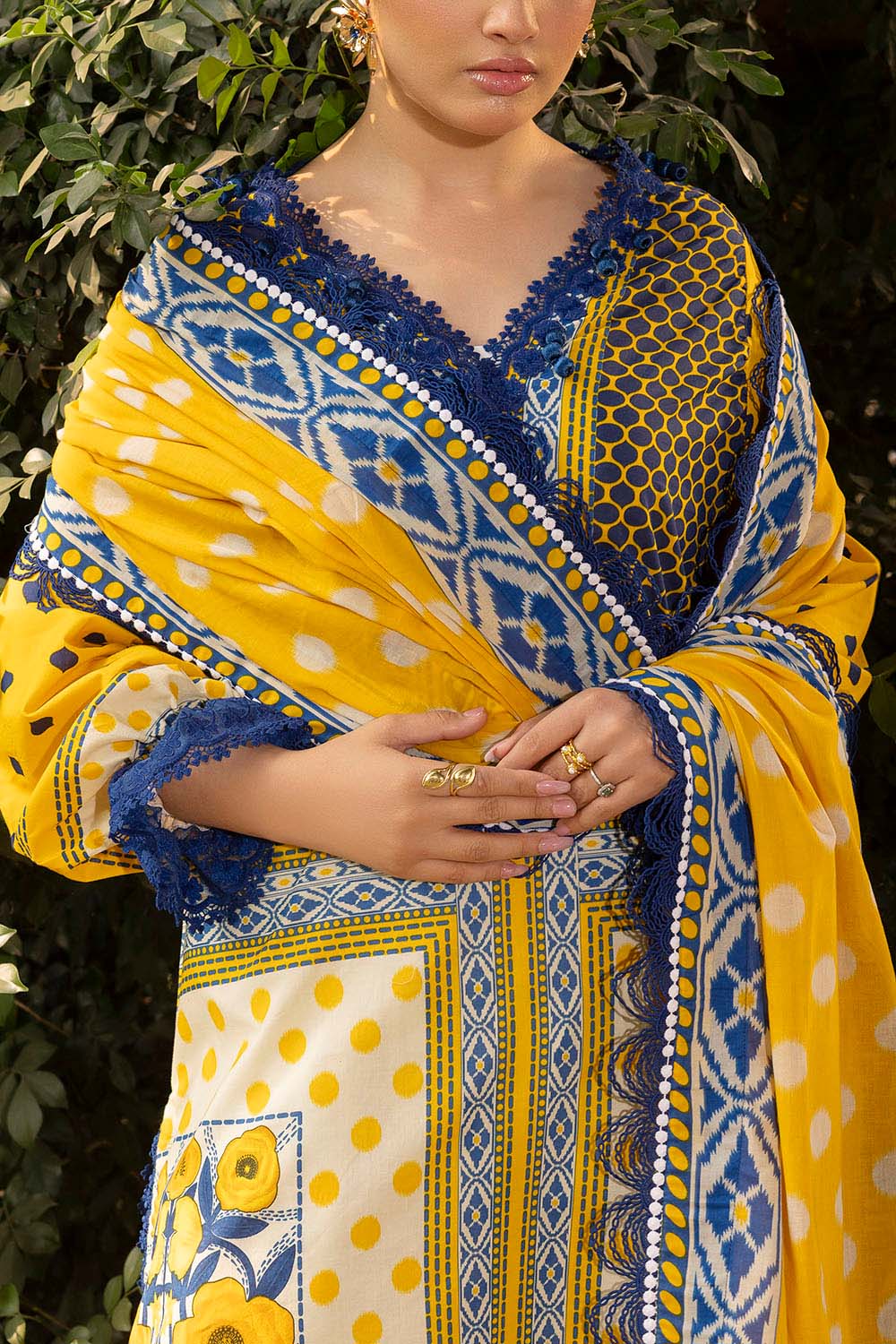 3 Piece Printed Lawn Suit with Embroidered Trouser - Image 2