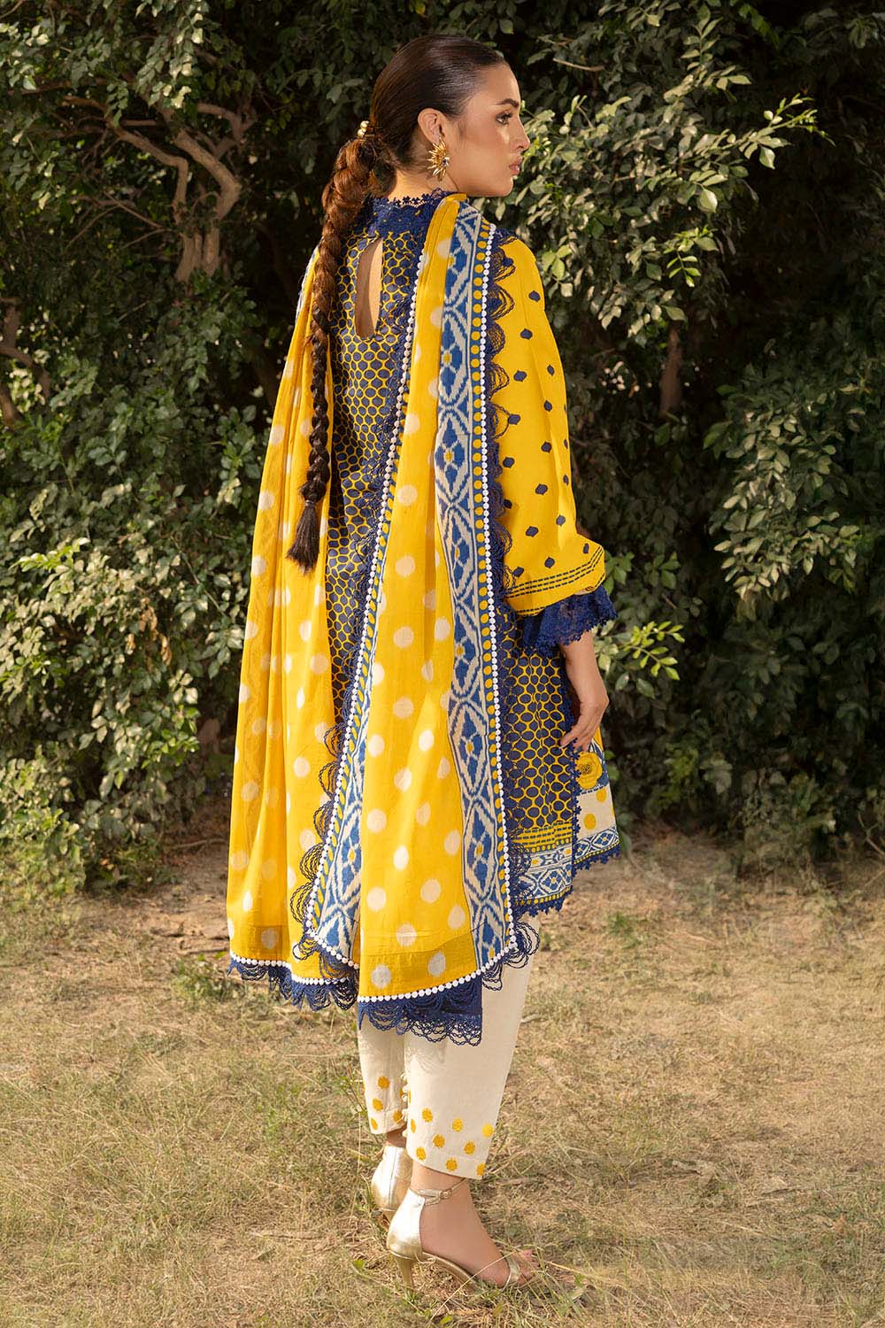 3 Piece Printed Lawn Suit with Embroidered Trouser - Image 4