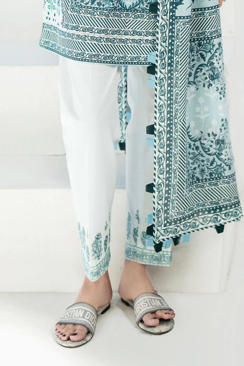 3 Piece Printed Lawn Suit with Embroidered Trouser - Image 5