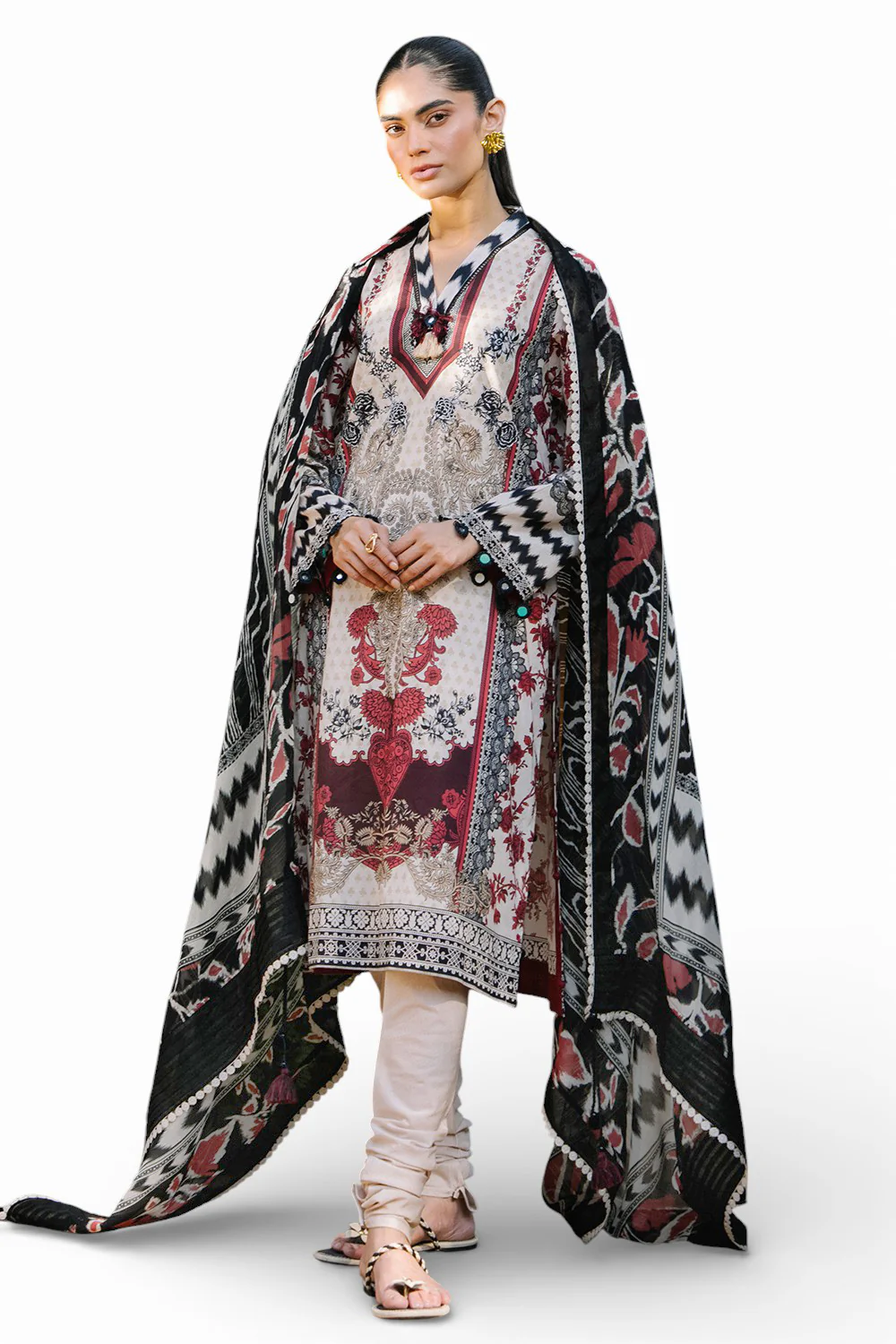 3 Piece Printed Lawn Suit with Printed Chiffon Dupatta