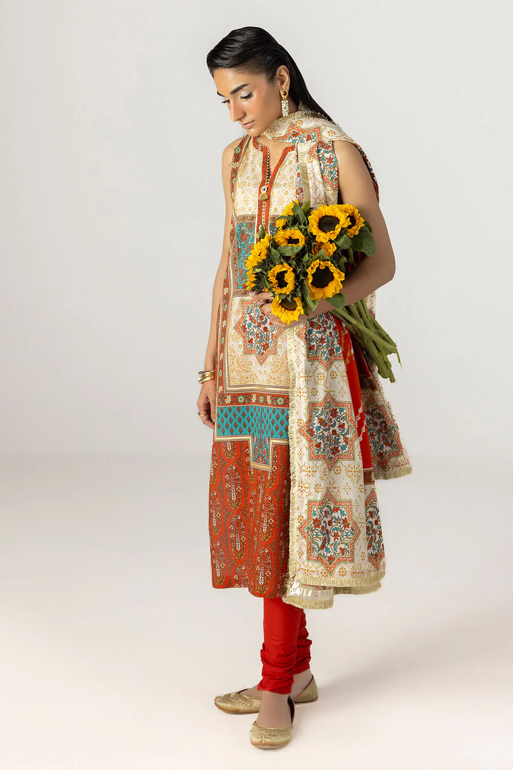 3 Piece Printed Lawn Suit with Printed Lawn Dupatta - Image 3