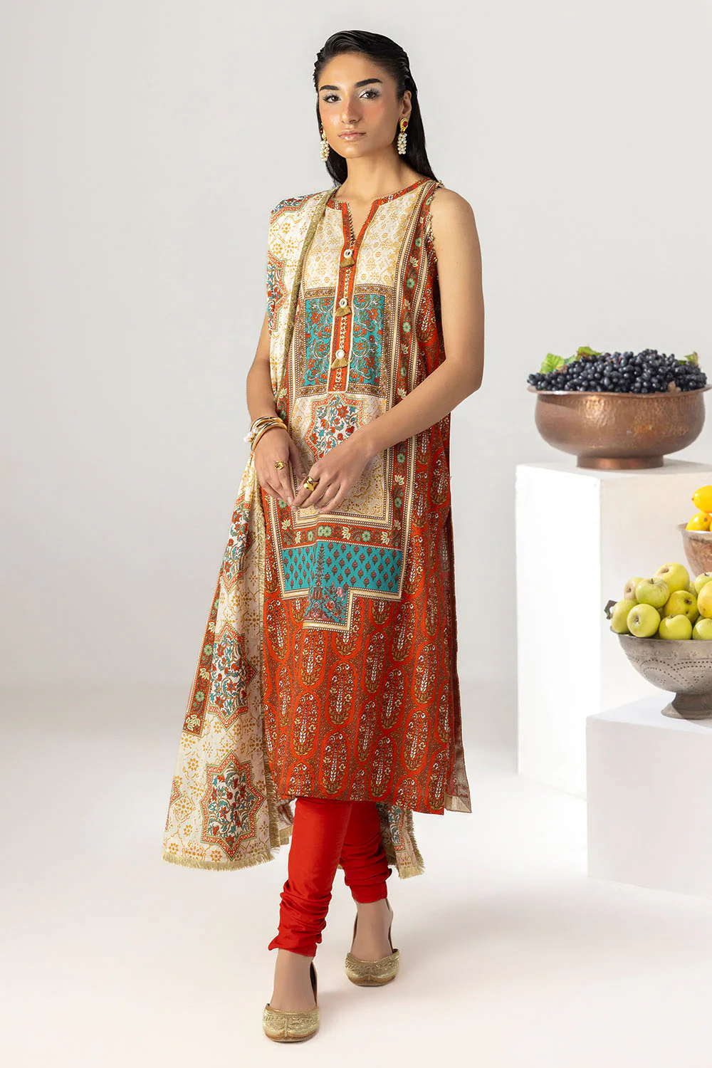 3 Piece Printed Lawn Suit with Printed Lawn Dupatta - Image 6