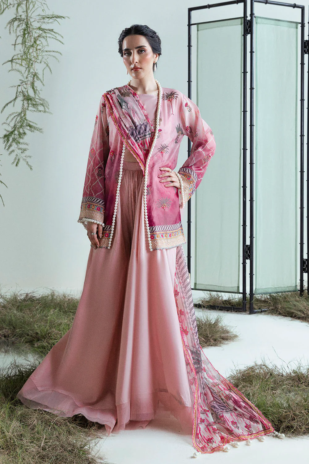 3 Piece Printed Monar Slub Suit with Handwork and Khaddi Net Dupatta - Image 6