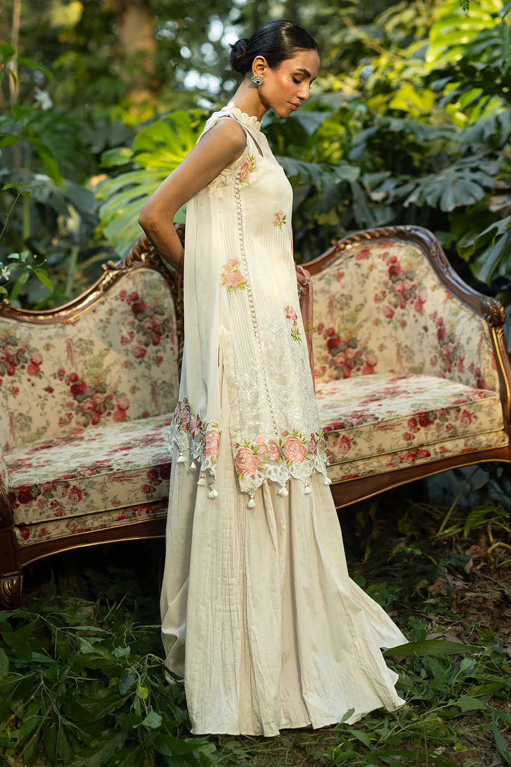 3 Piece Sequins Embroidered Chiffon Suit with Inner and Sequins Embroidered Organza Details and Printed Chiffon Dupatta - Image 3