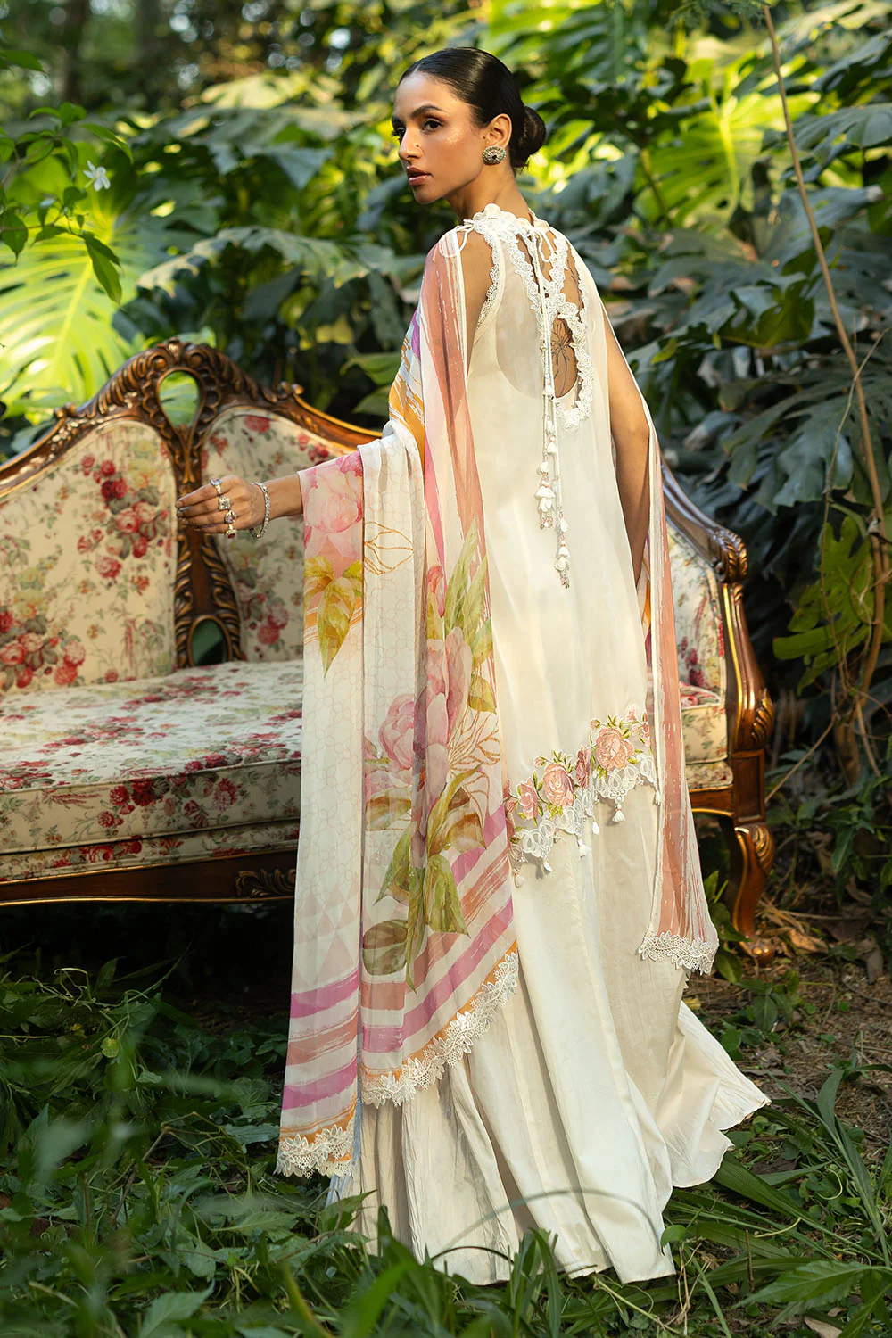 3 Piece Sequins Embroidered Chiffon Suit with Inner and Sequins Embroidered Organza Details and Printed Chiffon Dupatta - Image 4