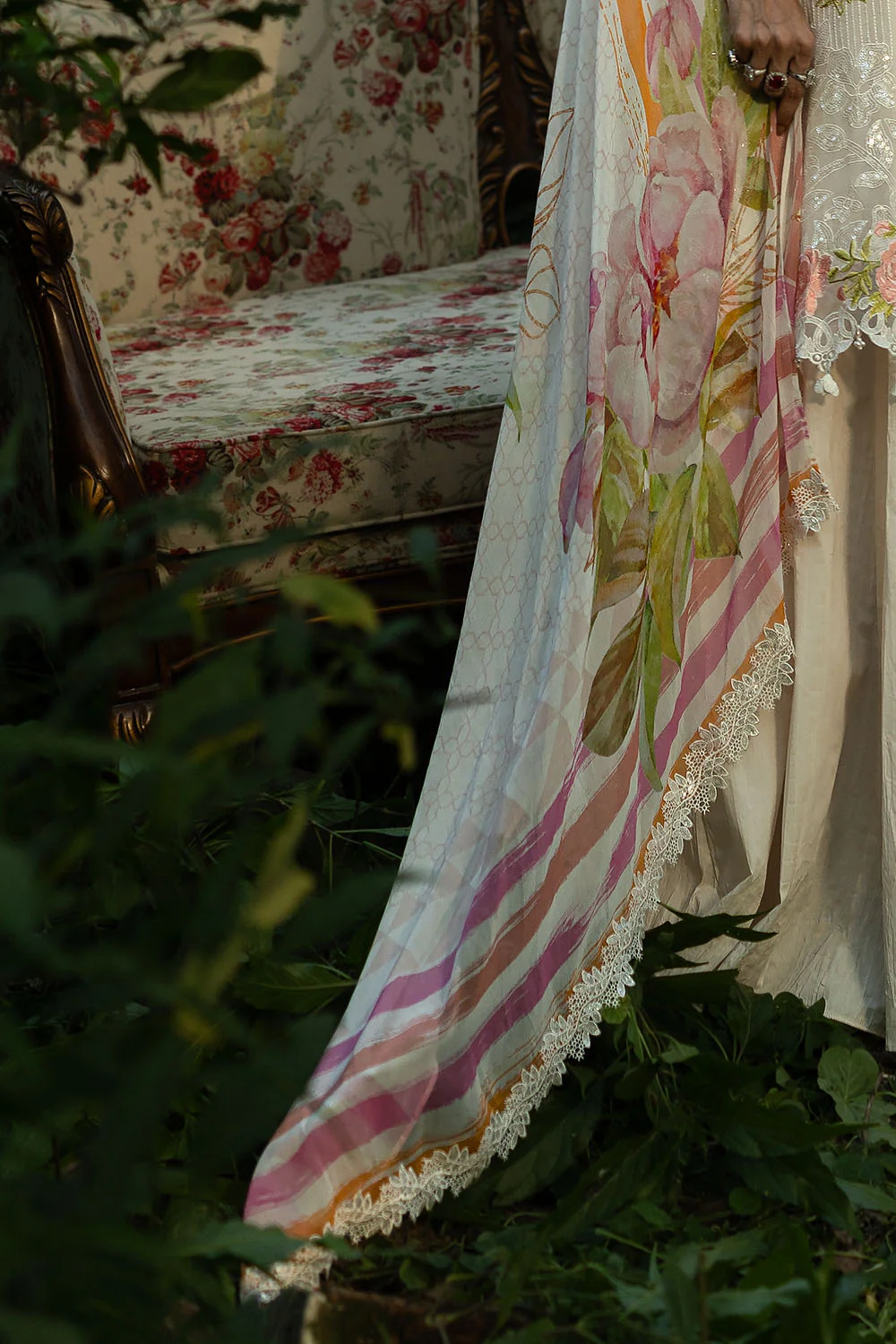 3 Piece Sequins Embroidered Chiffon Suit with Inner and Sequins Embroidered Organza Details and Printed Chiffon Dupatta - Image 6