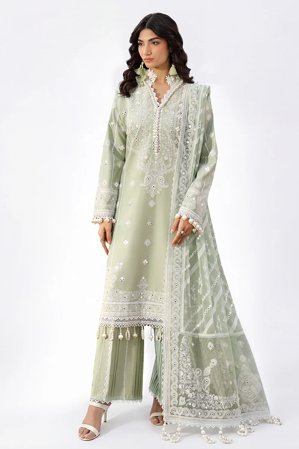 3 Piece Sequins Embroidered Lawn Suit with Chiffon Dupatta