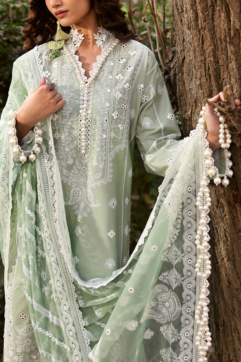 3 Piece Sequins Embroidered Lawn Suit with Chiffon Dupatta - Image 2