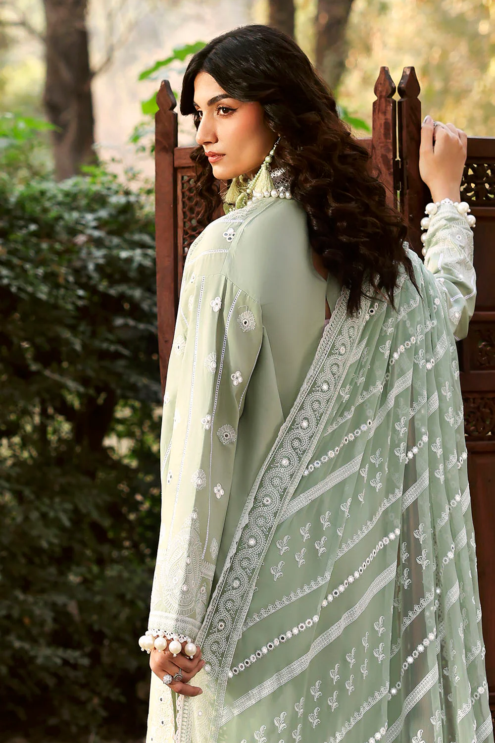 3 Piece Sequins Embroidered Lawn Suit with Chiffon Dupatta - Image 3