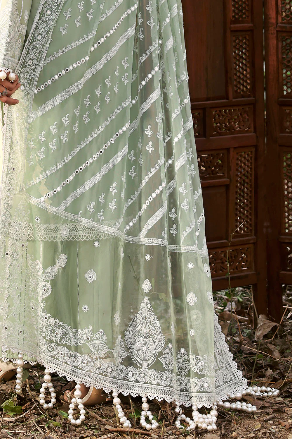 3 Piece Sequins Embroidered Lawn Suit with Chiffon Dupatta - Image 4