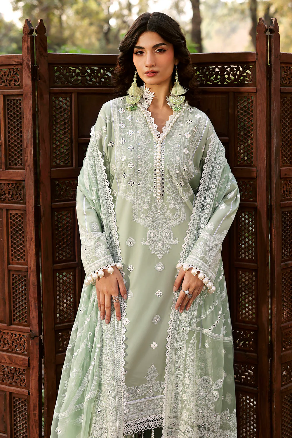3 Piece Sequins Embroidered Lawn Suit with Chiffon Dupatta - Image 5