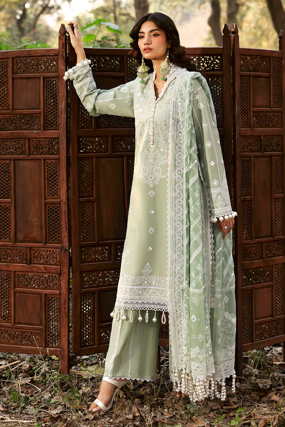 3 Piece Sequins Embroidered Lawn Suit with Chiffon Dupatta - Image 6