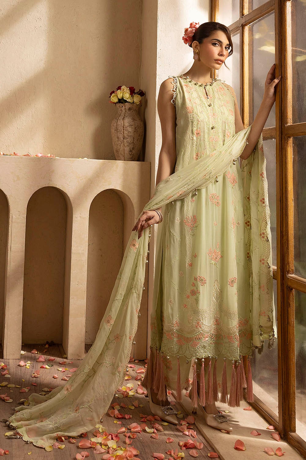 3 Piece Unstitched Embroidered Chiffon Suit with Embroidered Chiffon Dupatta - Image 6
