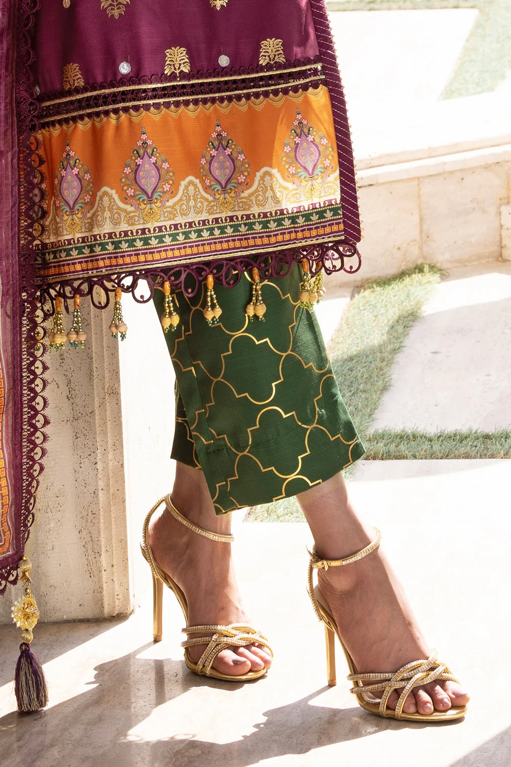 3 Piece Unstitched Embroidered Raw Silk Suit with Paper Cotton Jacquard Dupatta - Image 4