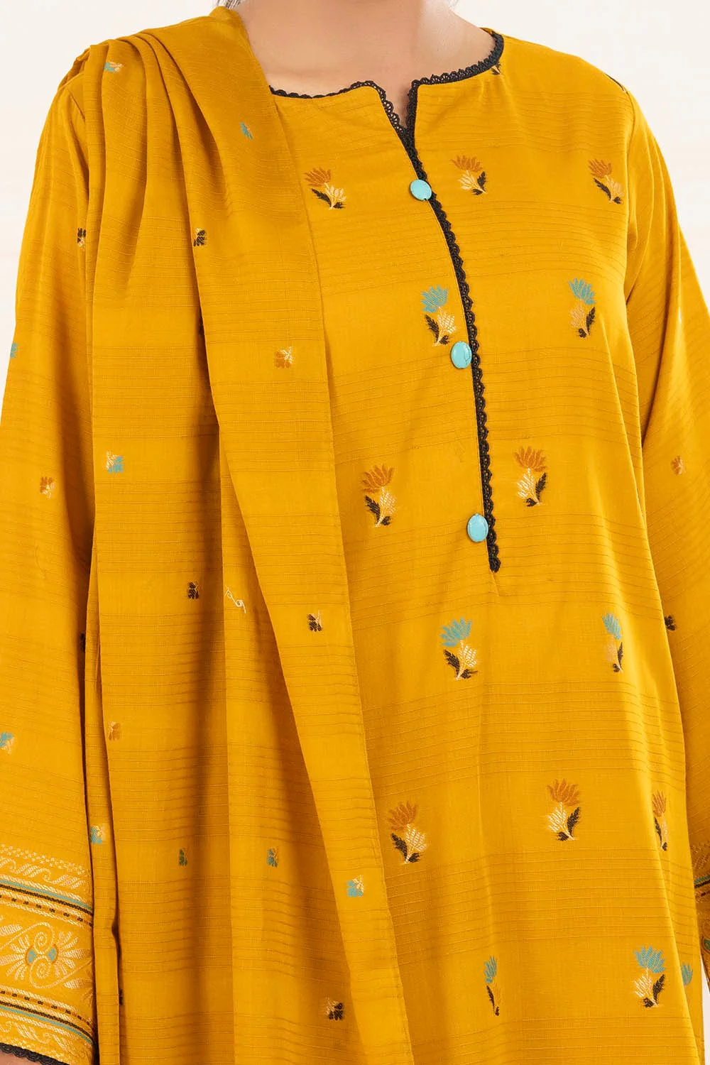 3 Piece Unstitched Jacquard Suit - Image 2
