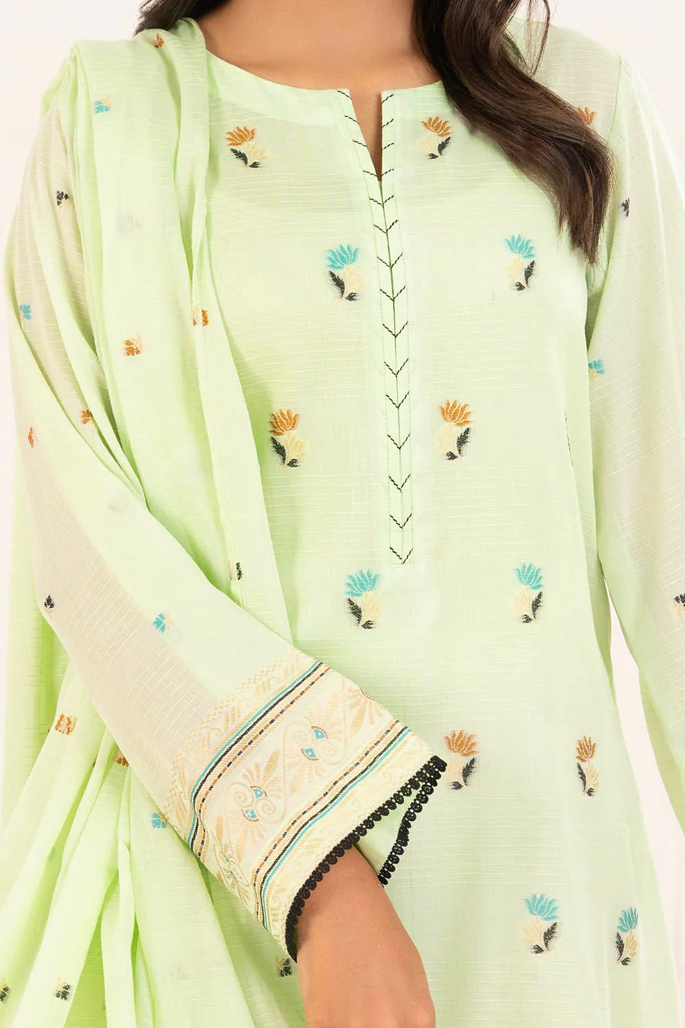 3 Piece Unstitched Jacquard Suit - Image 2