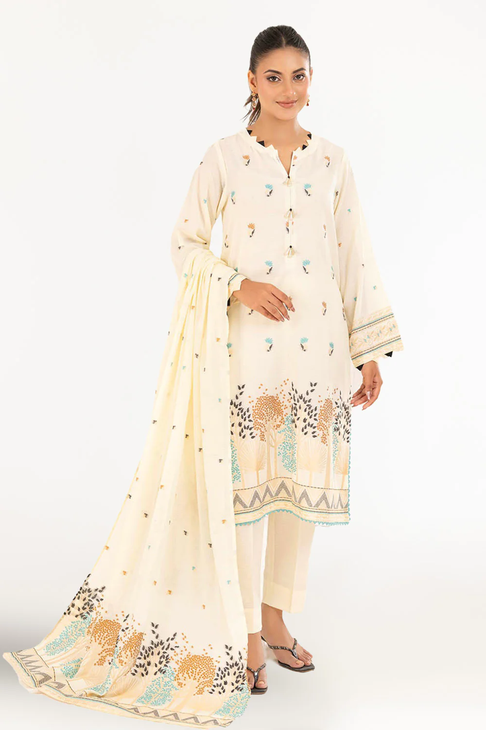 3 Piece Unstitched Jacquard Suit