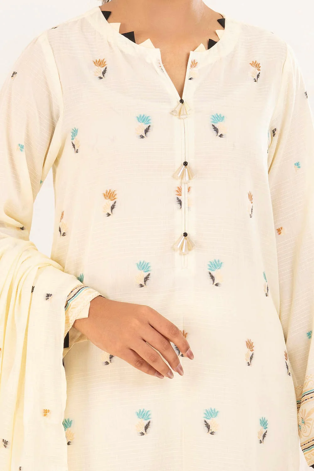 3 Piece Unstitched Jacquard Suit - Image 2