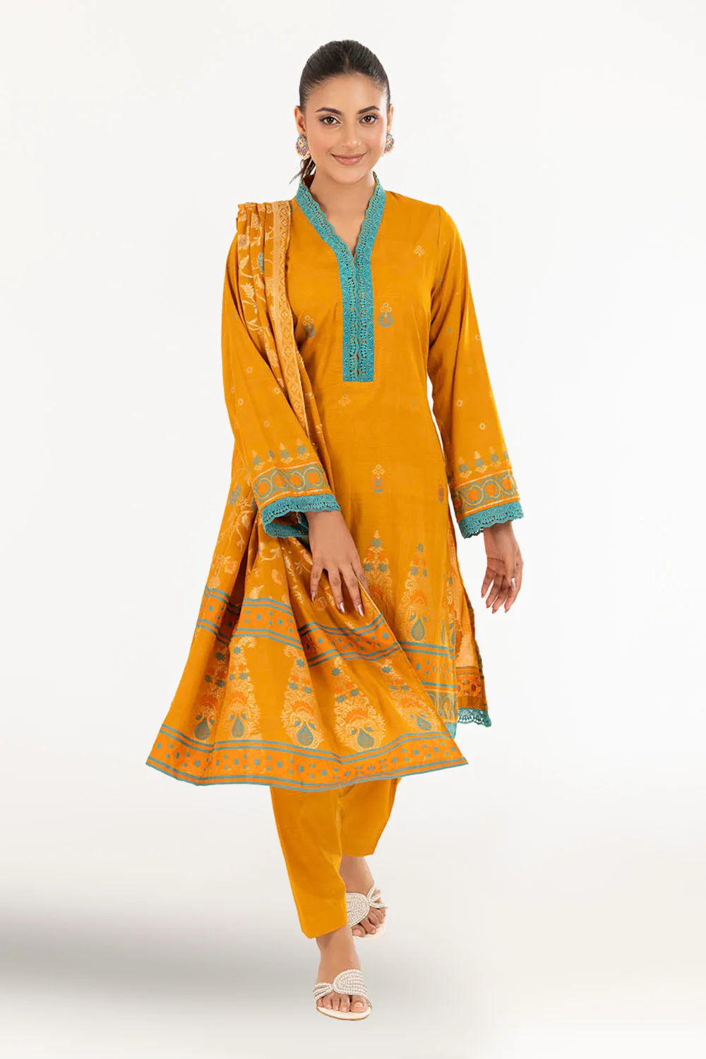 3 Piece Unstitched Jacquard Suit