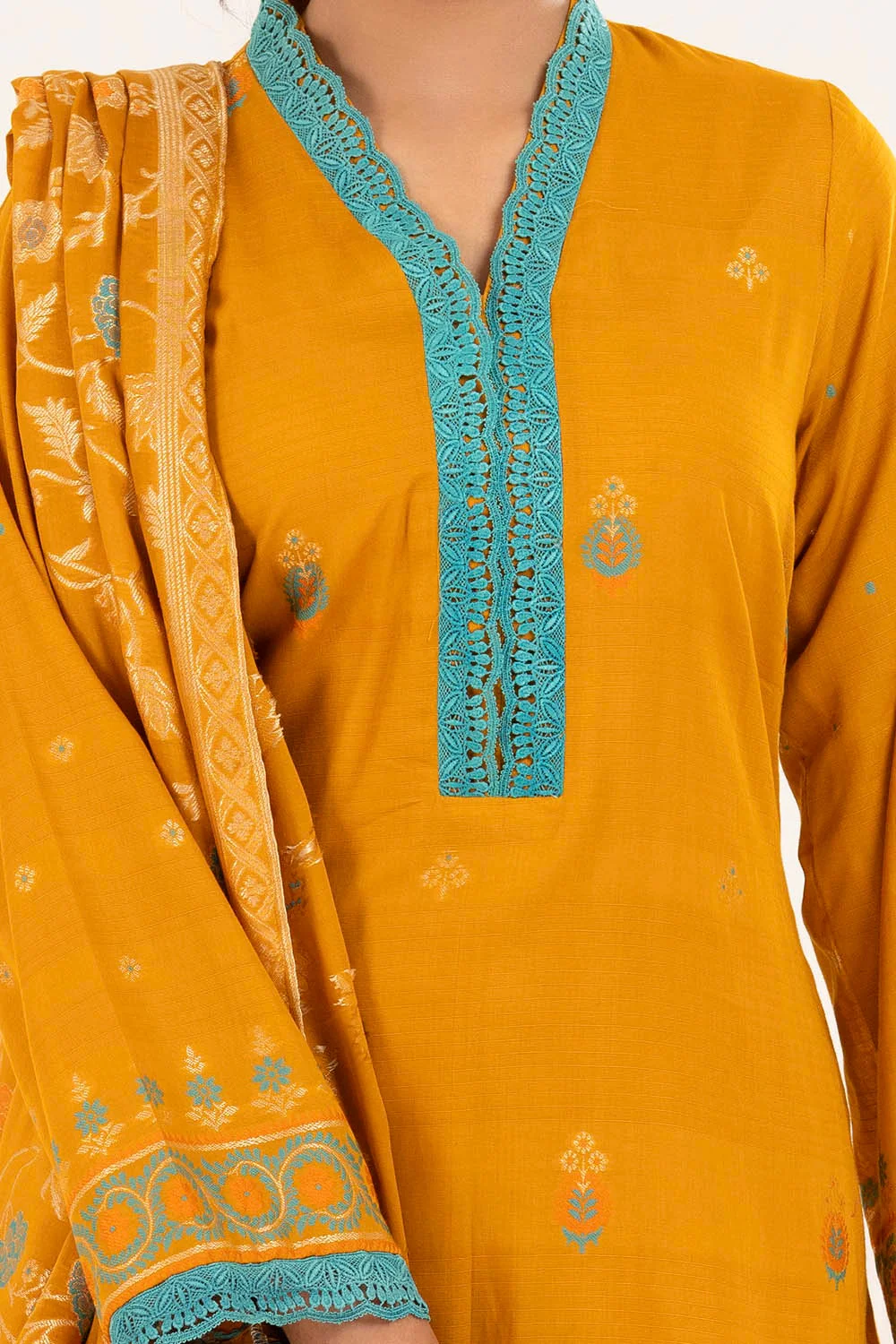 3 Piece Unstitched Jacquard Suit - Image 2