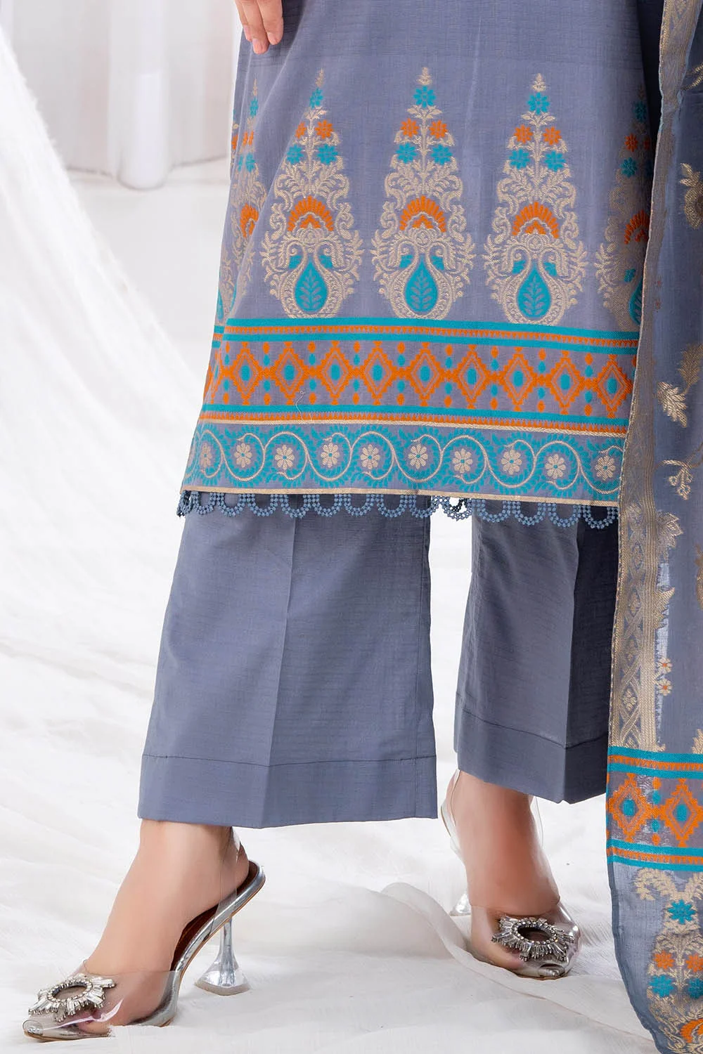 3 Piece Unstitched Jacquard Suit - Image 5