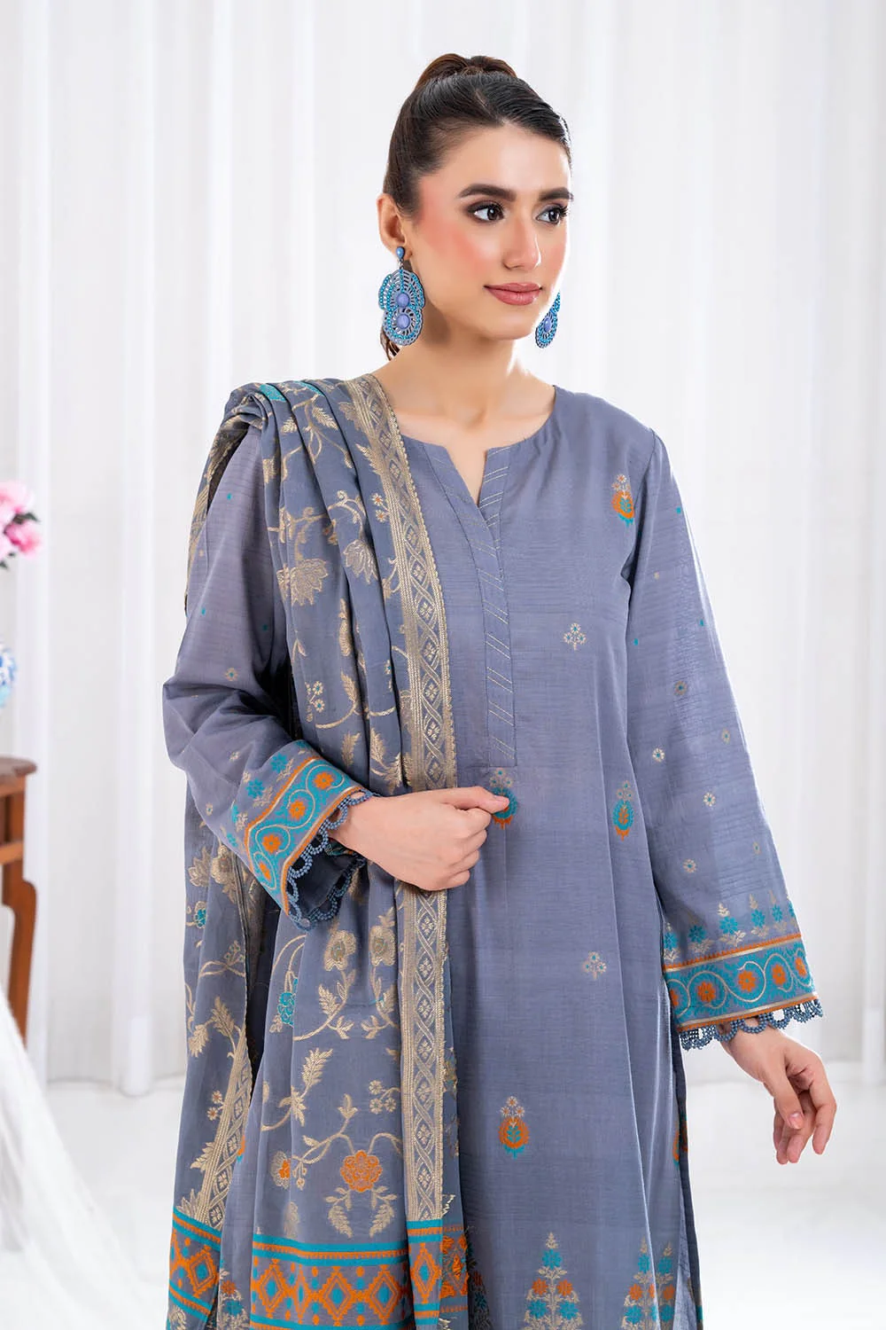 3 Piece Unstitched Jacquard Suit - Image 6