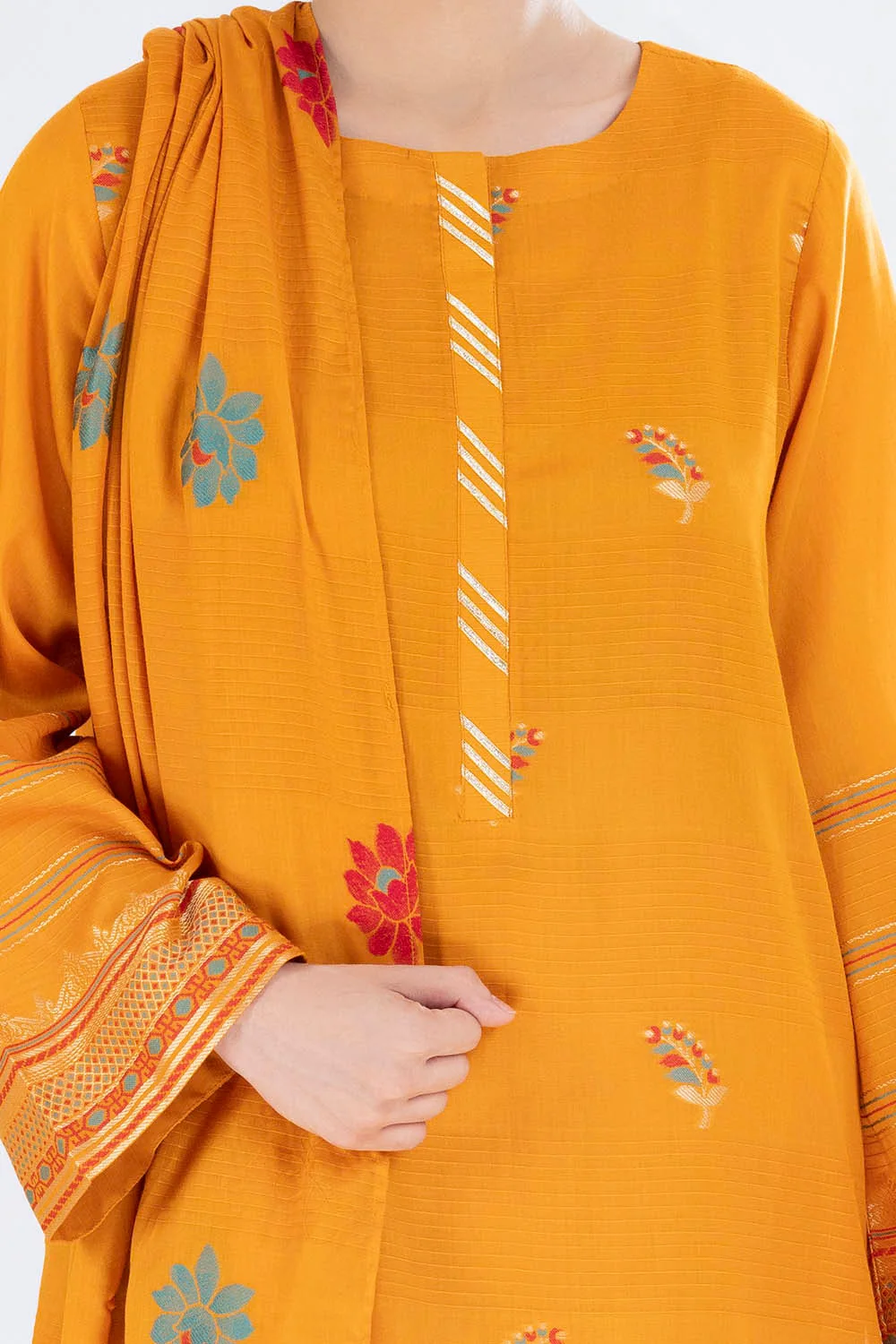 3 Piece Unstitched Jacquard Suit - Image 2