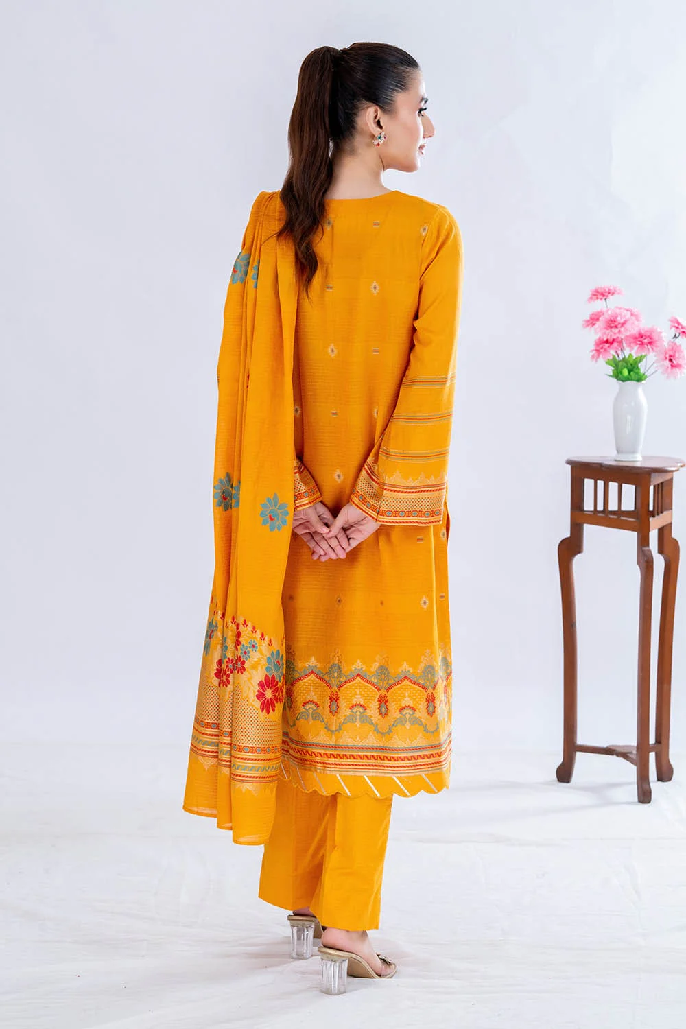 3 Piece Unstitched Jacquard Suit - Image 5