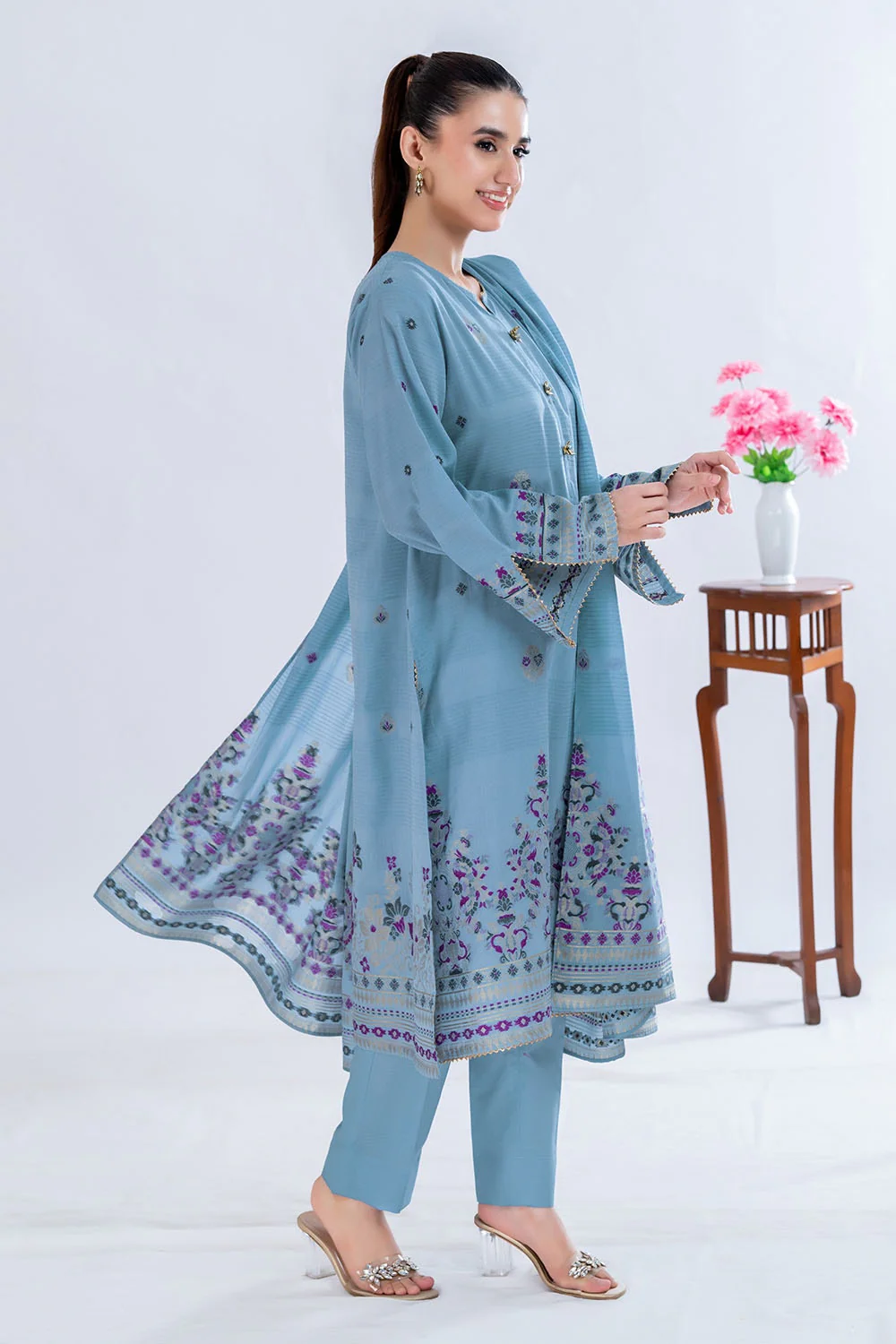 3 Piece Unstitched Jacquard Suit - Image 4