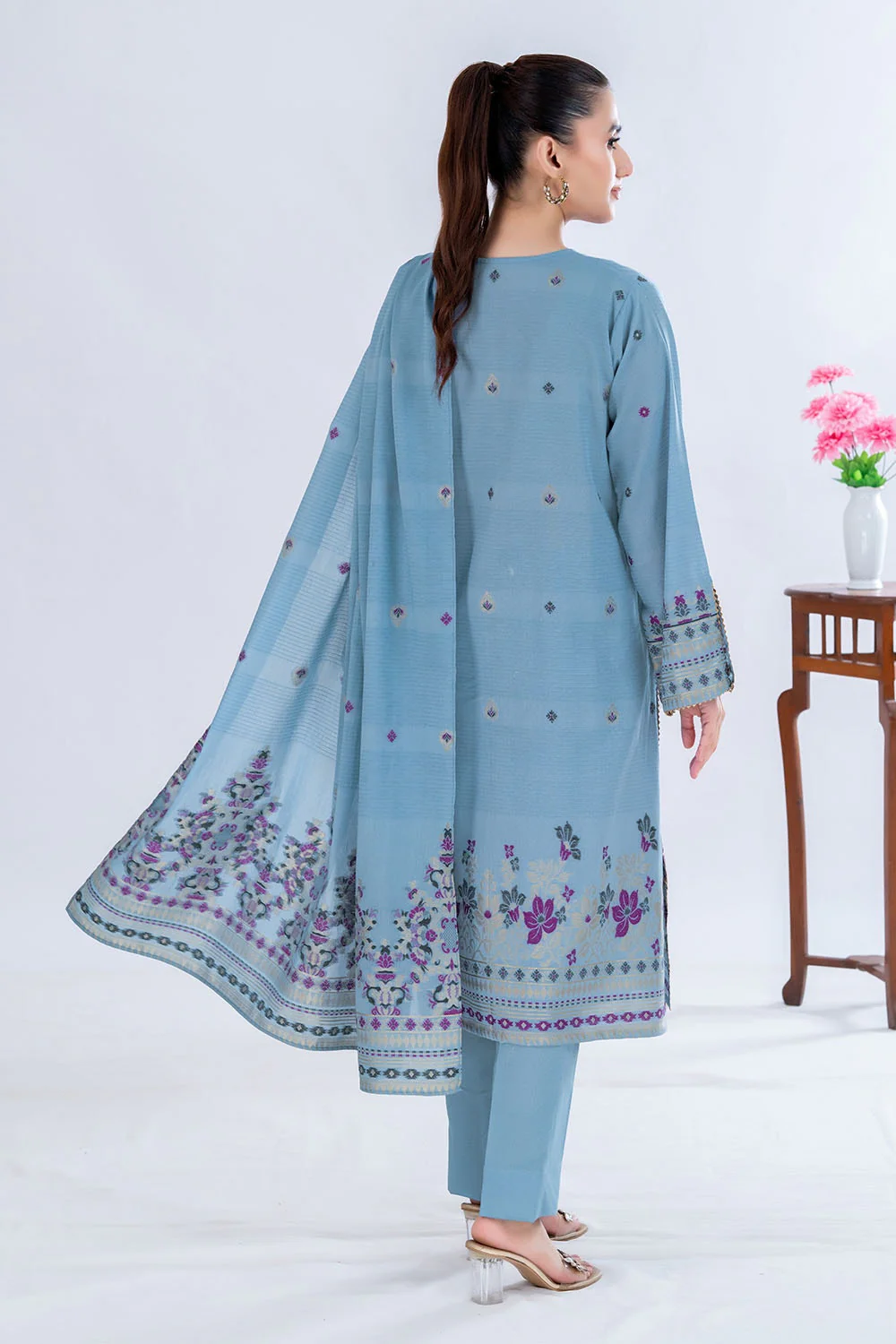 3 Piece Unstitched Jacquard Suit - Image 5