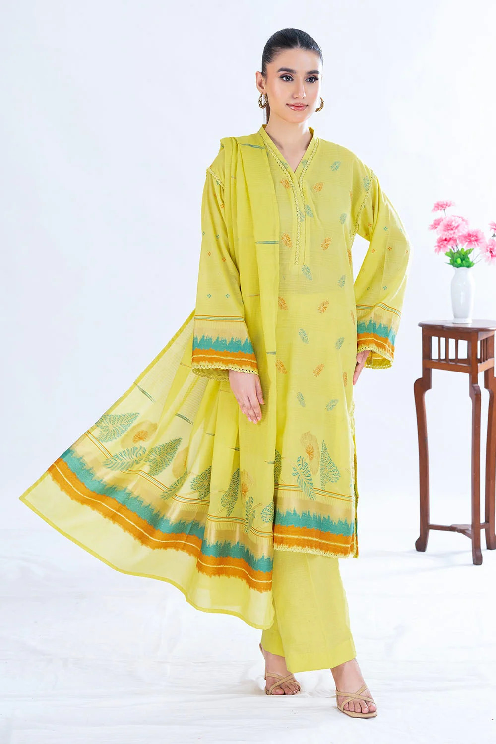 3 Piece Unstitched Jacquard Suit - Image 3