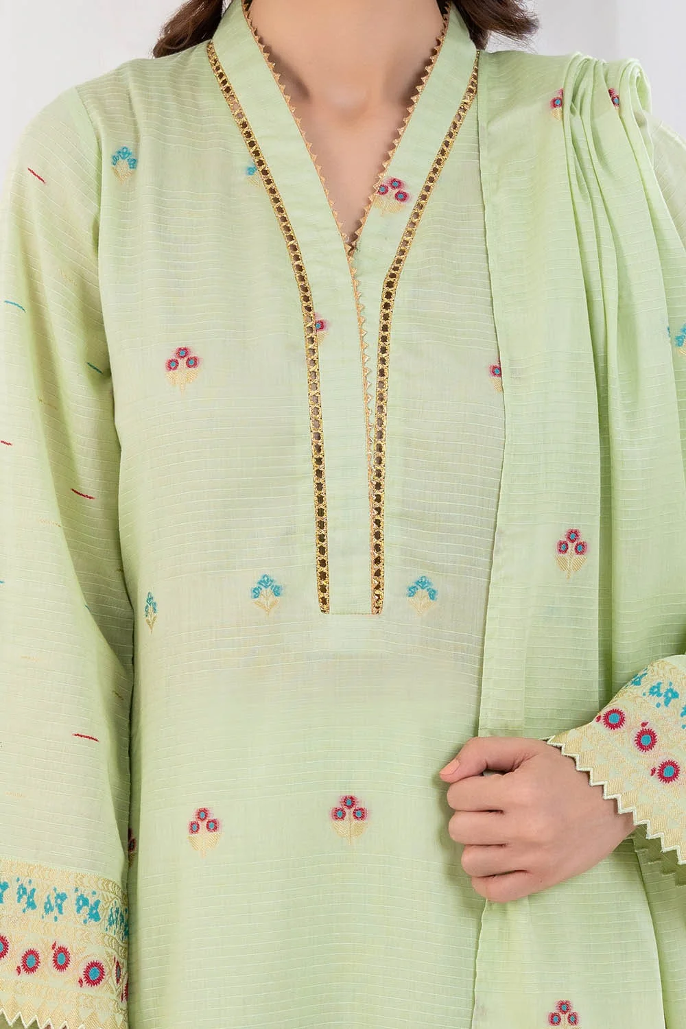 3 Piece Unstitched Jacquard Suit - Image 2