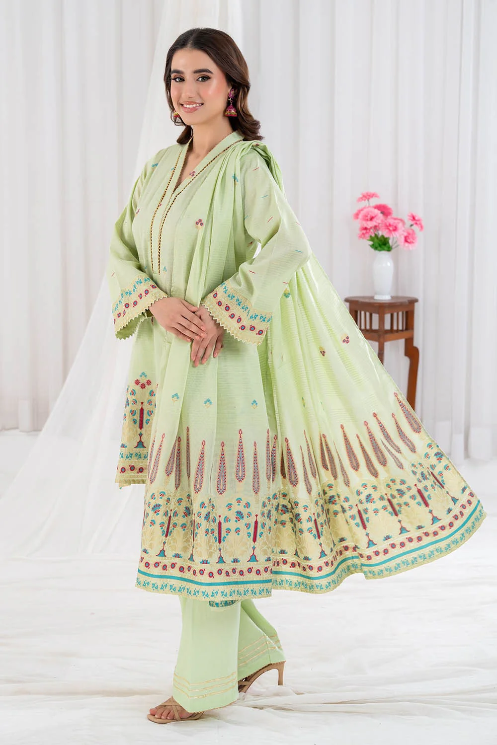 3 Piece Unstitched Jacquard Suit - Image 3
