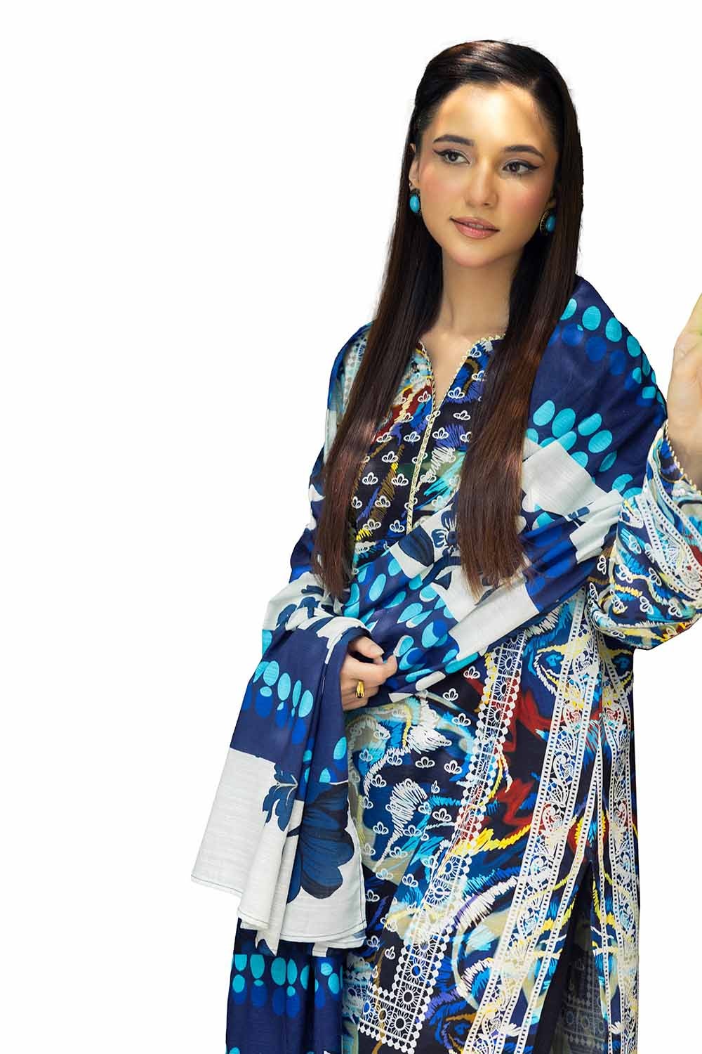 3 Piece Unstitched Printed Khaddar Suit - Image 4