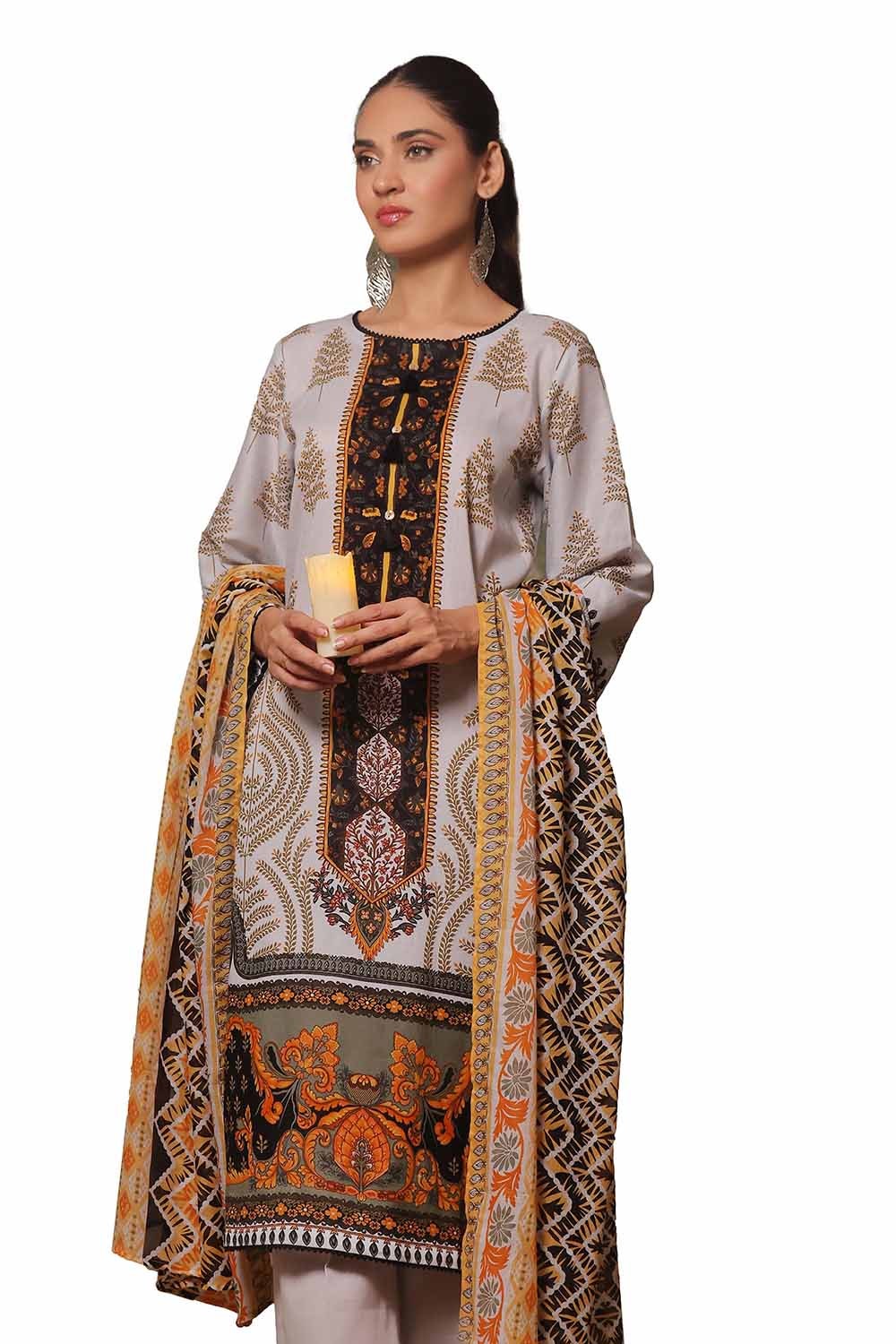3 Piece Unstitched Printed Khaddar Suit - Image 3