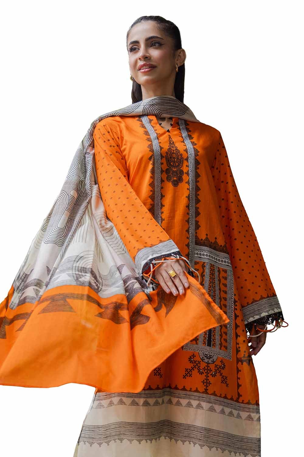 3 Piece Unstitched Printed Khaddar Suit - Image 4