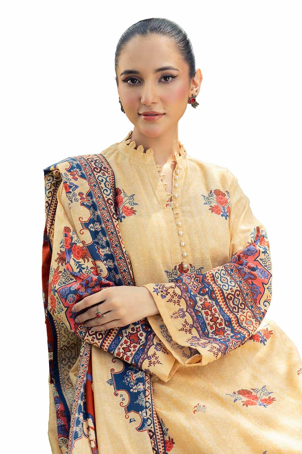 3 Piece Unstitched Printed Khaddar Suit - Image 6
