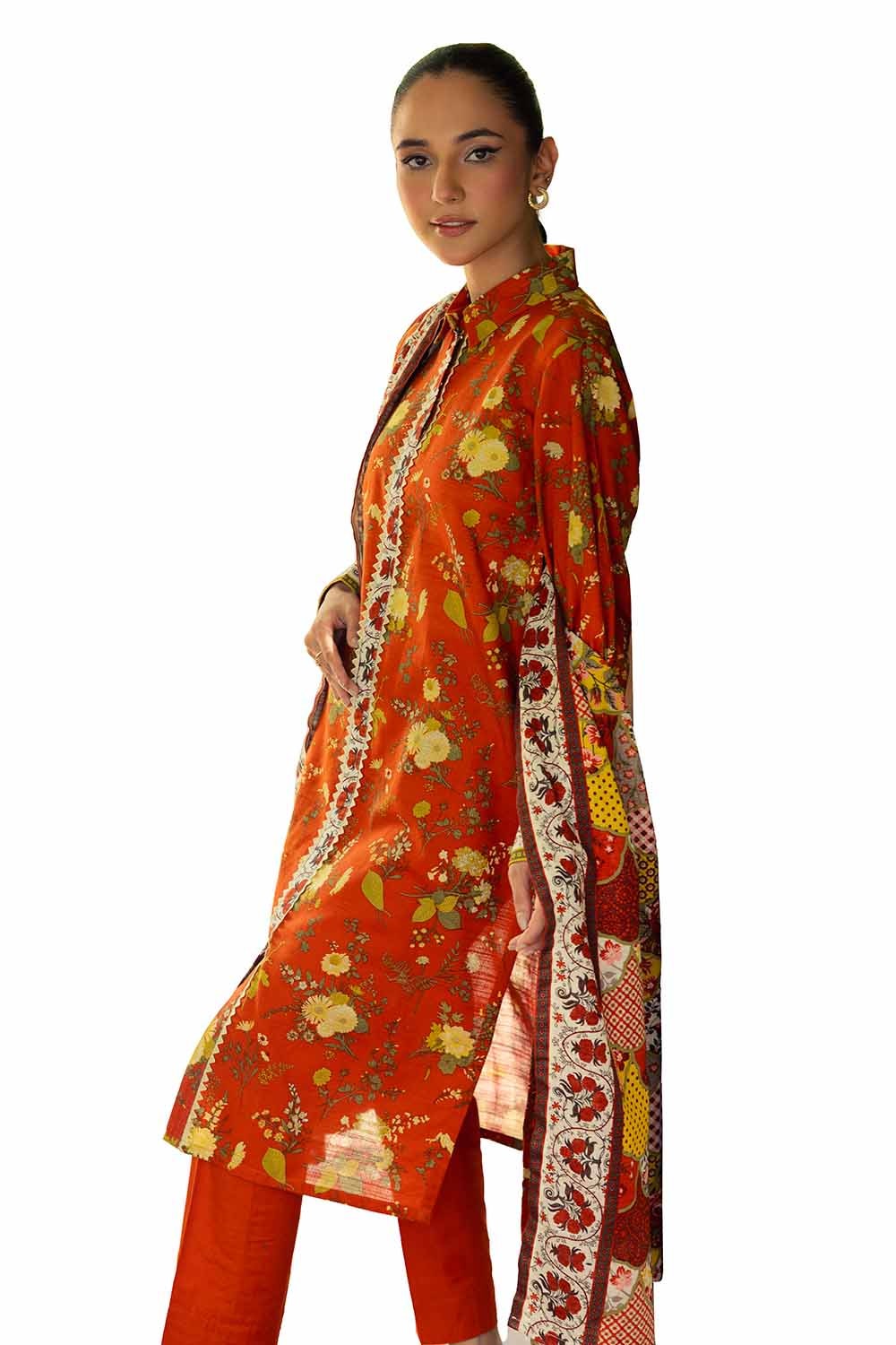 3 Piece Unstitched Printed Khaddar Suit - Image 3