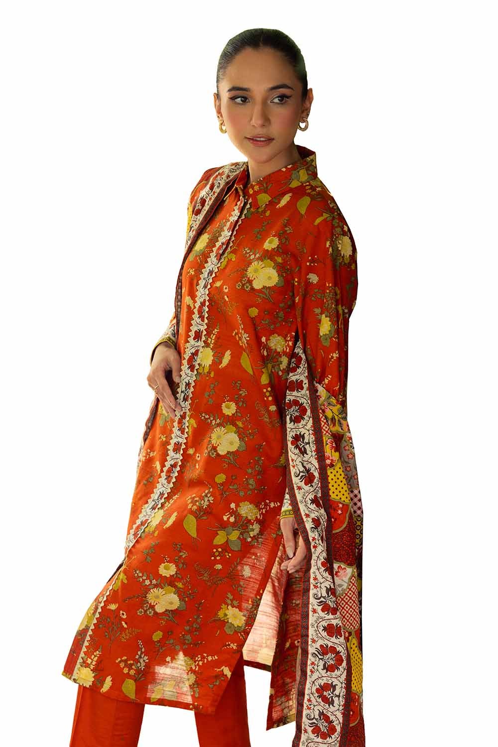 3 Piece Unstitched Printed Khaddar Suit - Image 4
