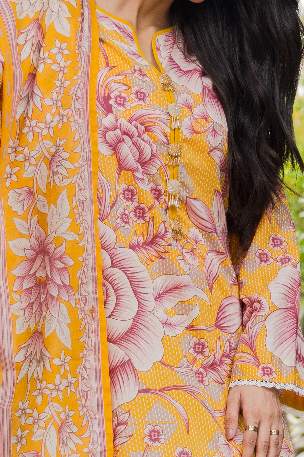 3 Piece Unstitched Printed Lawn Suit - Image 2