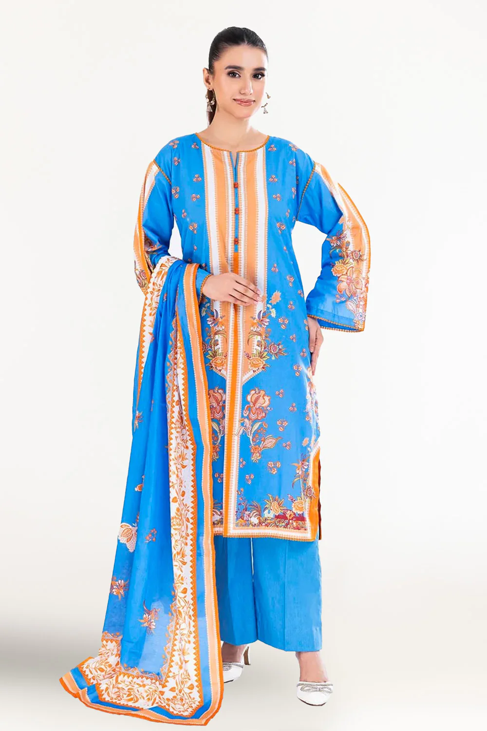 3 Piece Unstitched Printed Lawn Suit