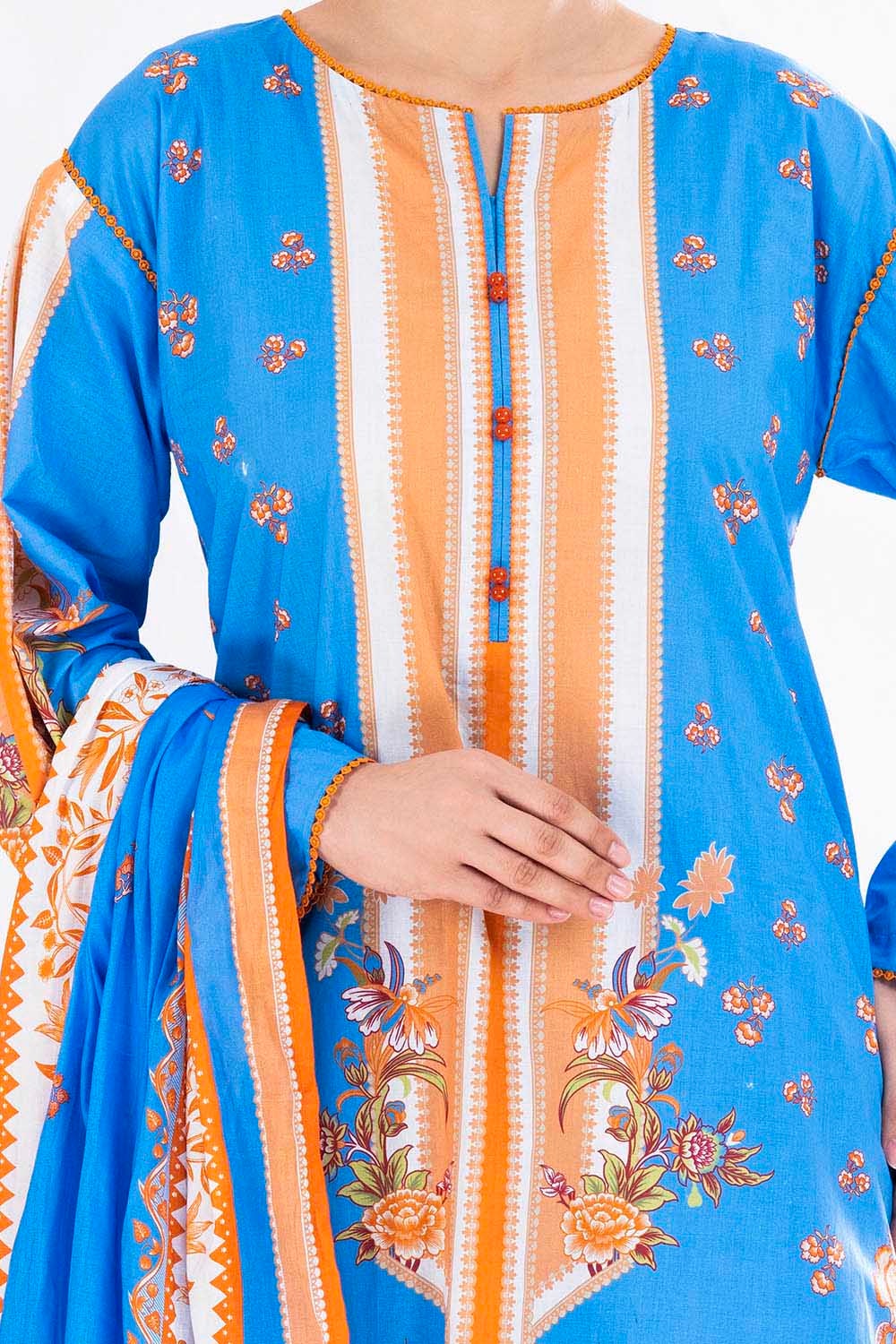3 Piece Unstitched Printed Lawn Suit - Image 2
