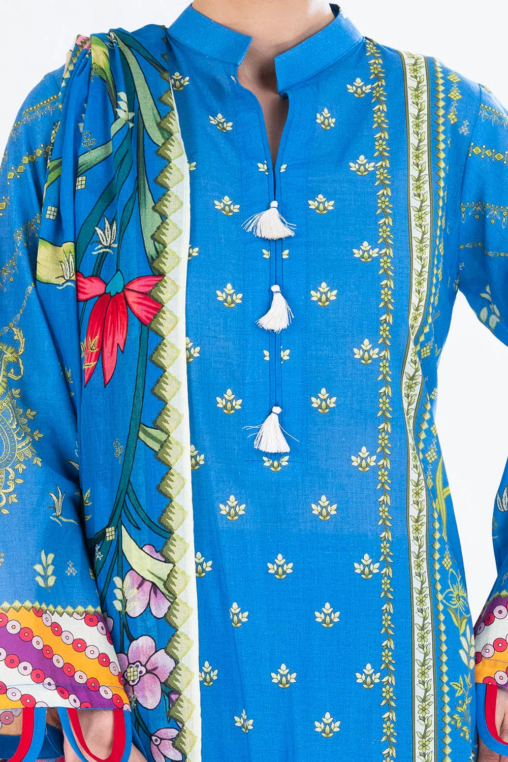 3 Piece Unstitched Printed Lawn Suit - Image 2