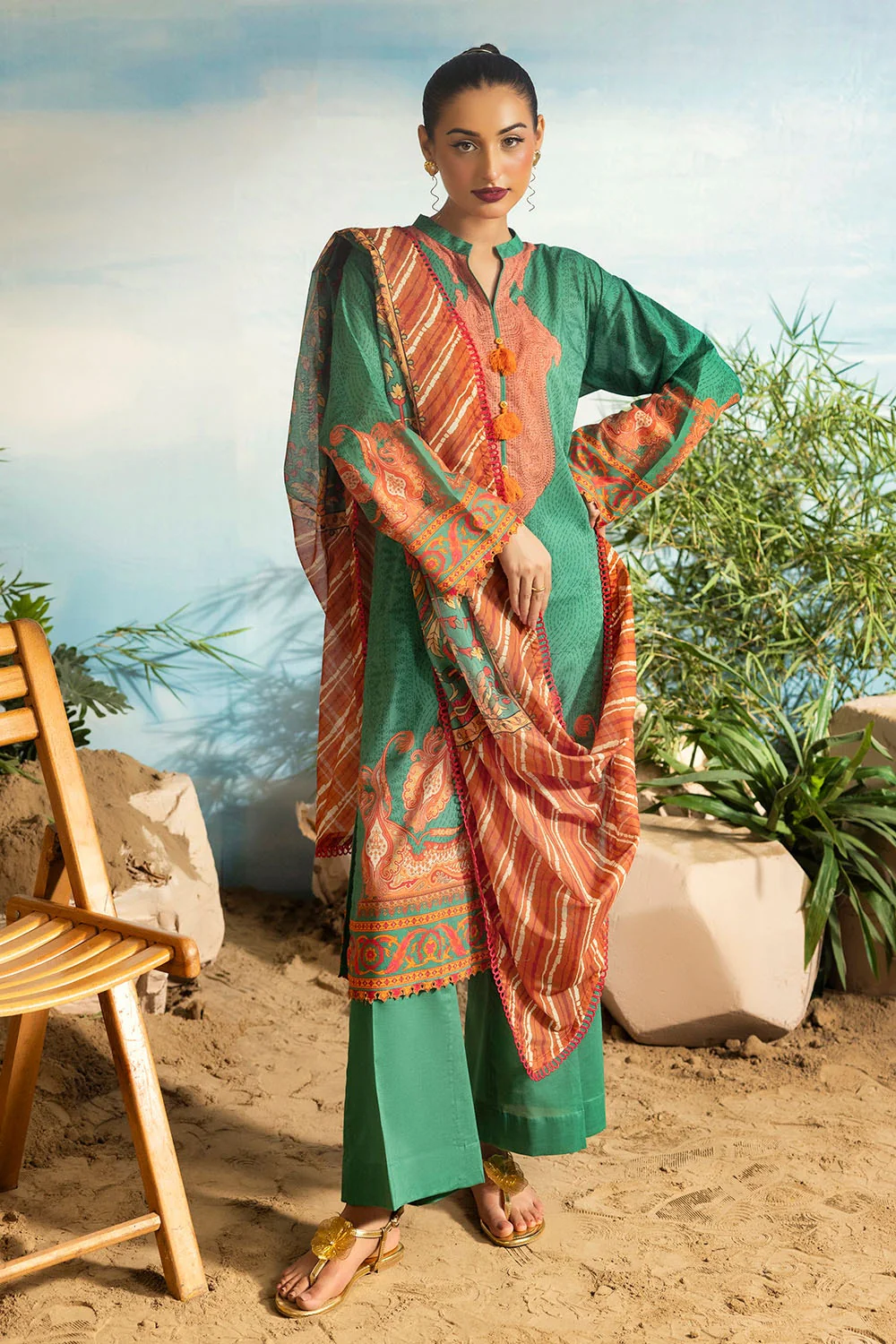 3 Piece Unstitched Printed Lawn Suit - Image 7