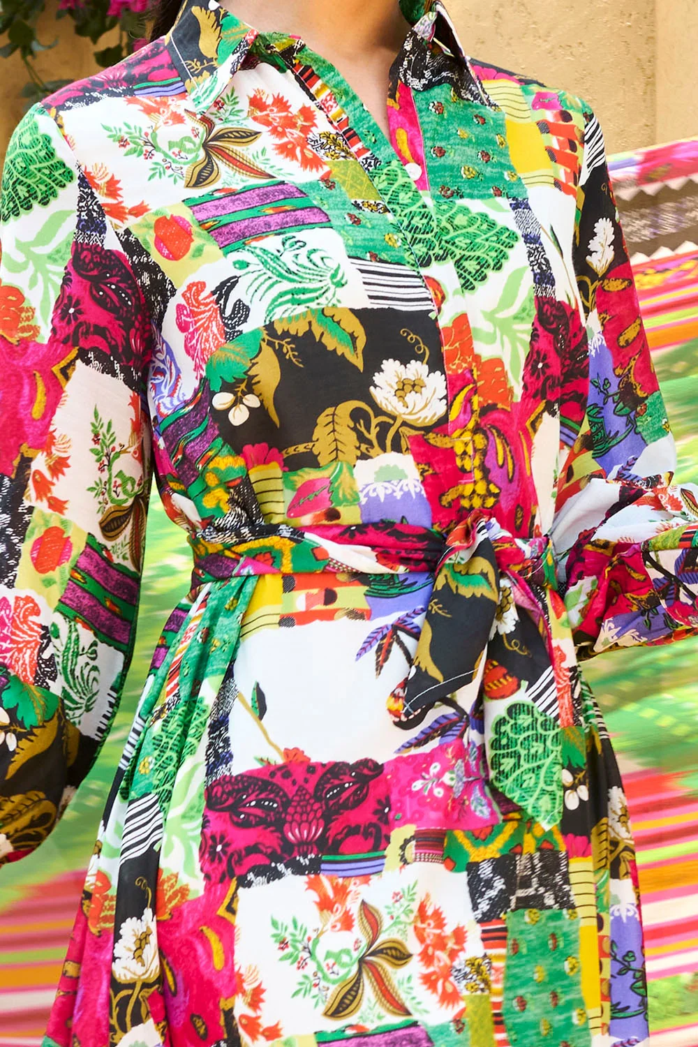 3 Piece Unstitched Printed Pure Bamboo Silk Suit with Printed Chiffon Dupatta - Image 2