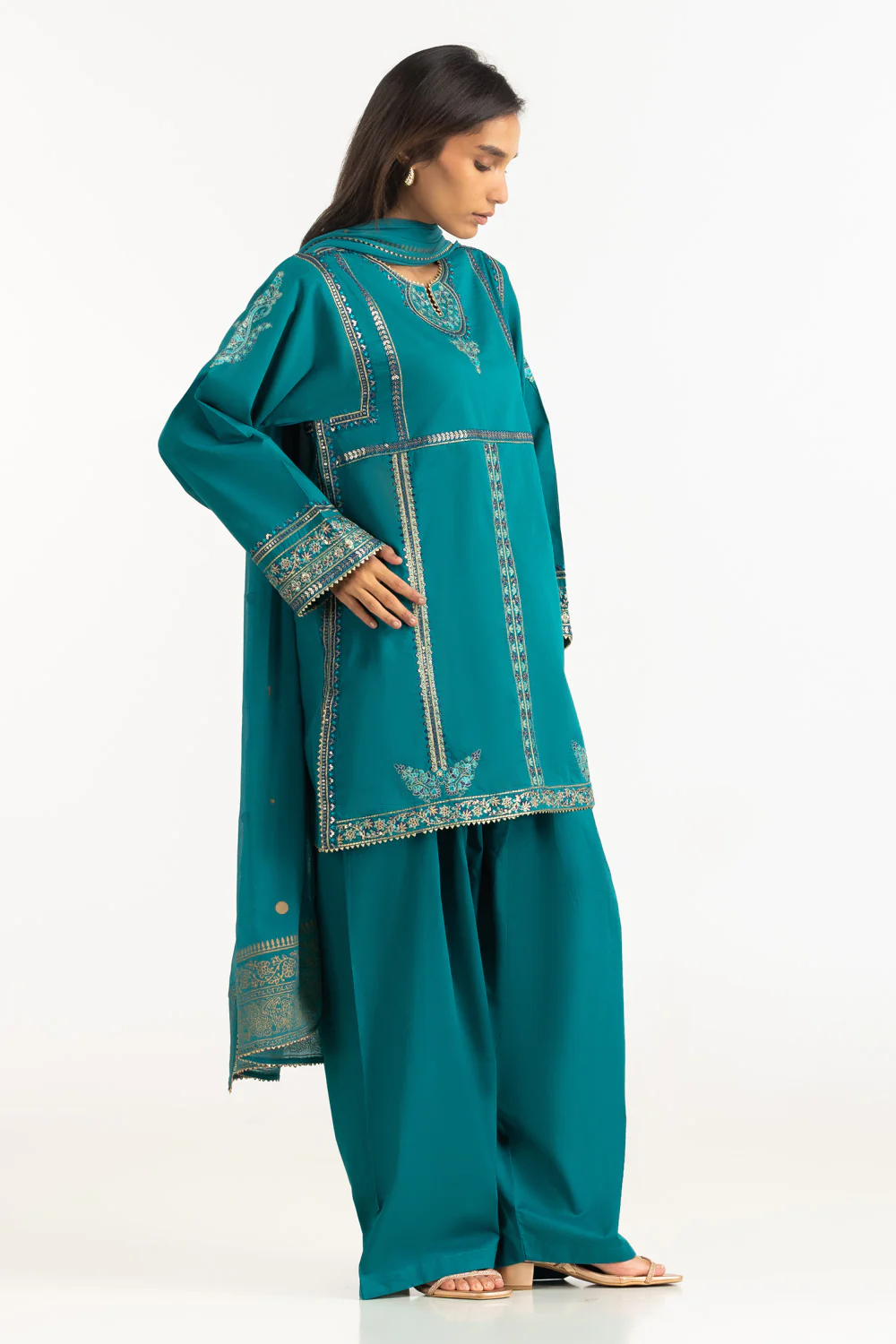 3PC Cambric Embroidered Suit - Image 4
