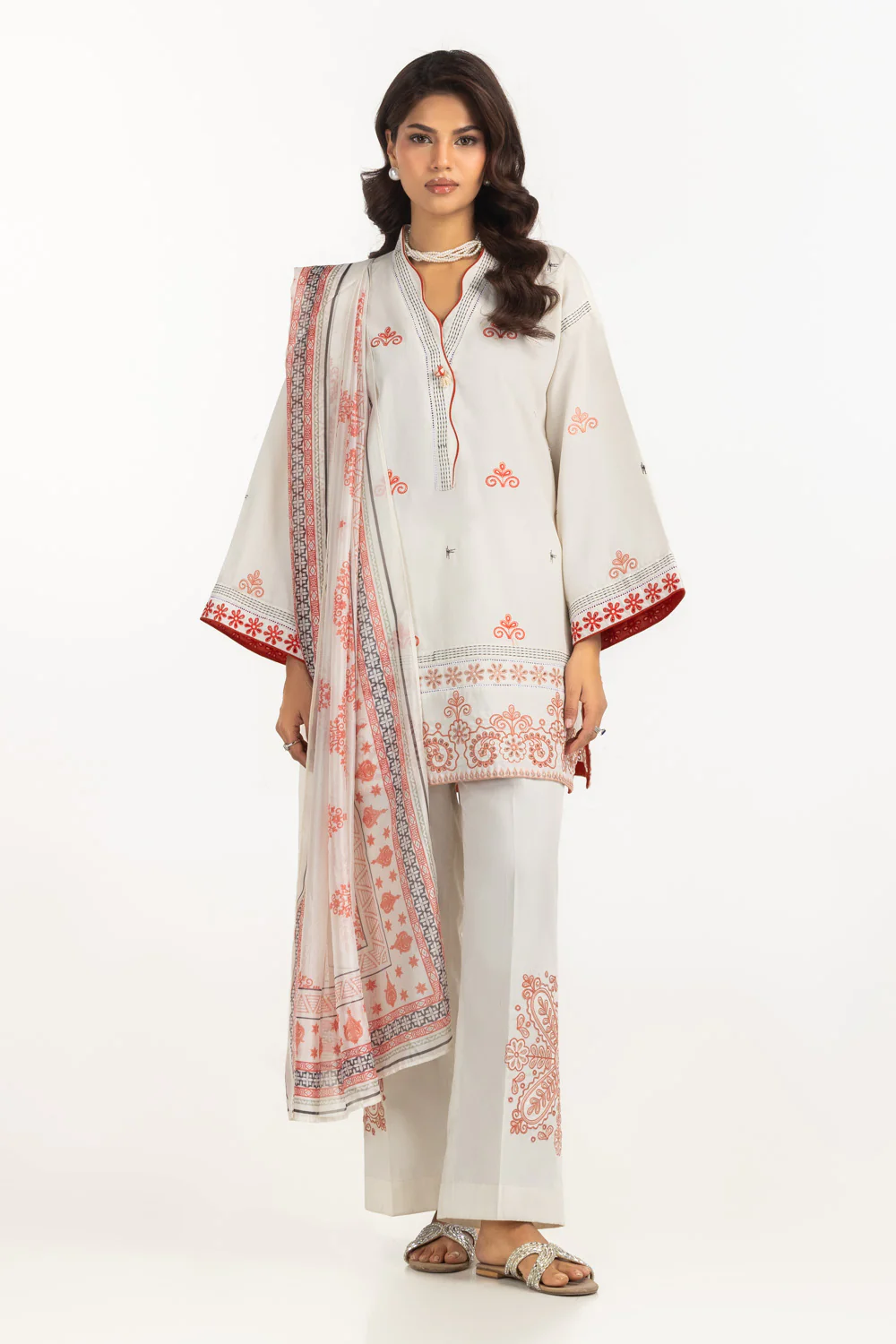 3PC Cambric Embroidered Suit