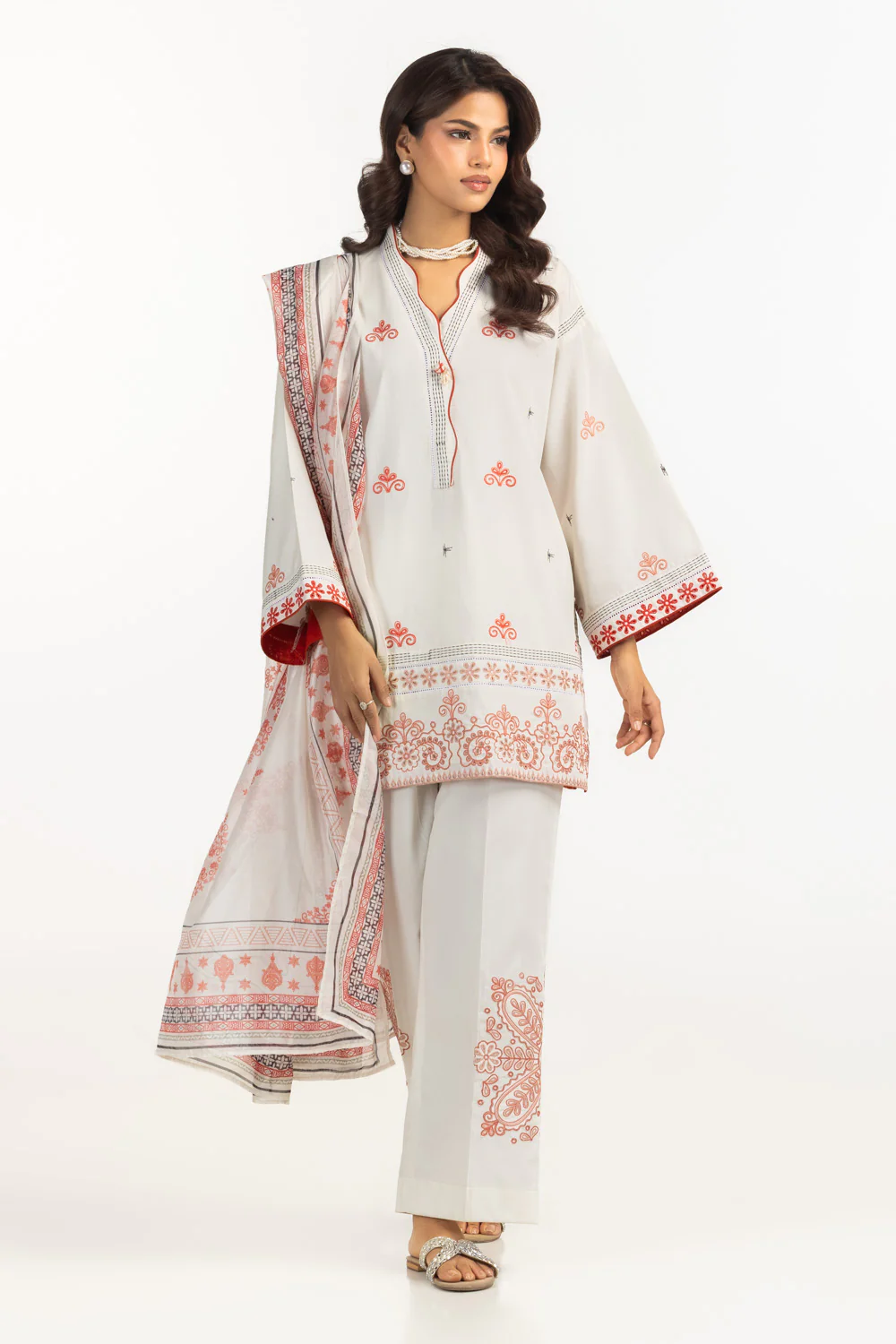 3PC Cambric Embroidered Suit - Image 3